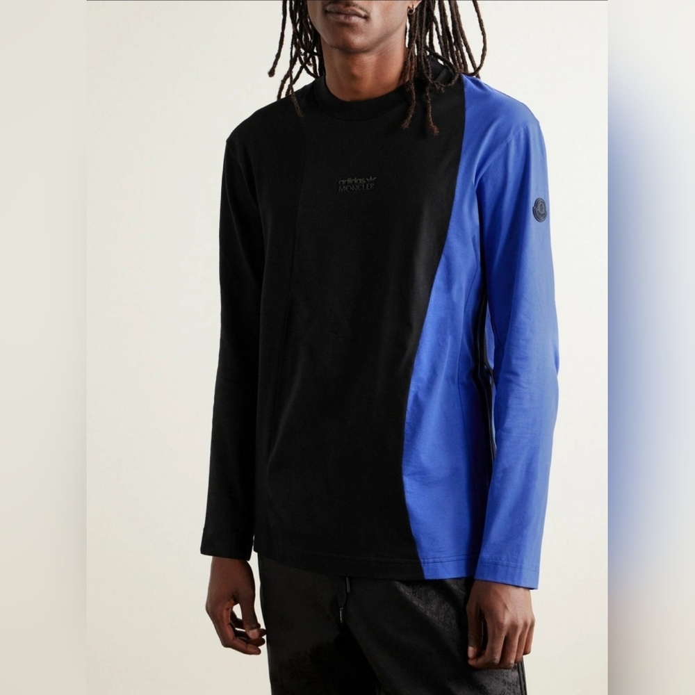 Moncler x adidas Originals Jersey Long Sleeve T-shirtBlack & Blue Size XXL